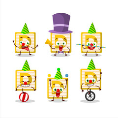 Sticker - Cartoon character of toy block D with various circus shows