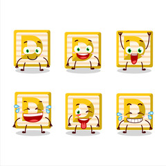 Sticker - Cartoon character of toy block D with smile expression