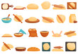 Dough icons set. Cartoon set of dough vector icons for web design