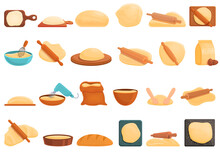 Dough Icons Set. Cartoon Set Of Dough Vector Icons For Web Design
