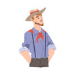 © topvectors - Young Man in Cowboy Hat and Bandana Scarf Cartoon Style Vector Illustration