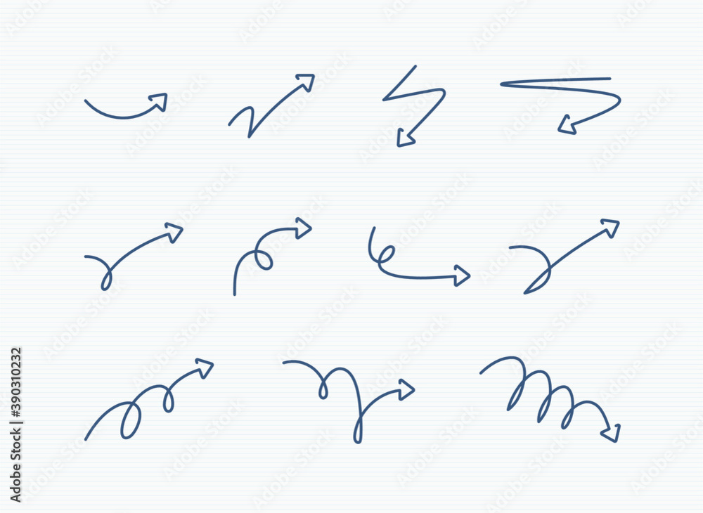 curved arrow icon set for web and app. thin line drawing arrows ...