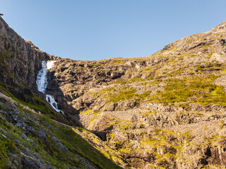 Sticker - Waterfall over Trollstigen mountain road, Norway