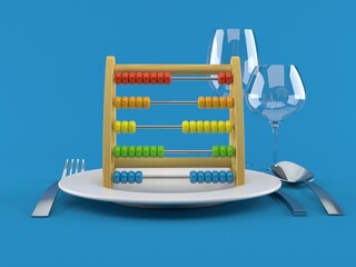 Canvas Print - Wooden abacus with plate and cutlery