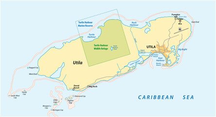  vector map of the Honduran Caribbean island of Utila, Honduras