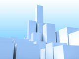 Fototapeta Uliczki - 高層ビル群、メトロシティーの3Dモデルのイラスト。