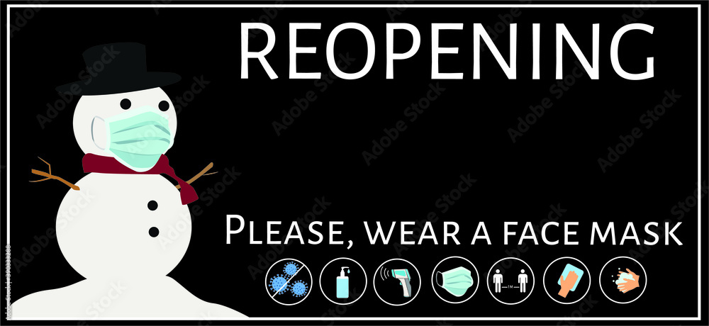 Welcome now open keep social distance and use face mask. Vector.Welcome ...