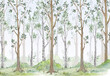 © Katrine_arty - Watercolor illustration-Fairy forest. Children's interior Wallpaper.
