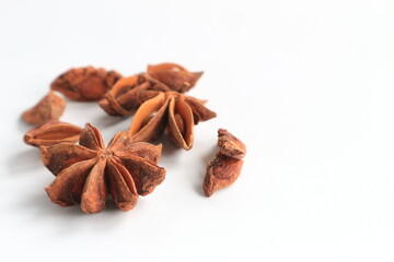 Spices and herbs on white background.