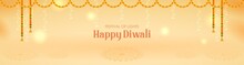 Illustration Of Decorative Burning Oil Diya On Happy Diwali Holiday Background For Light Festival Of India