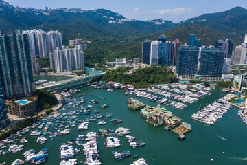 Canvas Print - Top view of Hong Kong yacht club