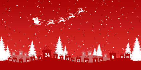 Wall Mural - advent calendar 1 to 24 on christmas presents