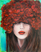 Red Flowers Woman