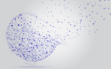 Blockchain technology network isolated on gray background. World globe blockchain technology background connect dots and lines. Abstract ai concept. Connect network technology, ai vector background