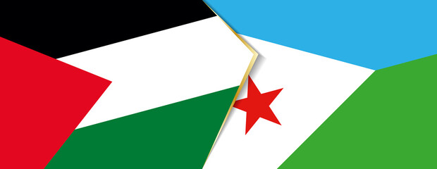 Sticker - Palestine and Djibouti flags, two vector flags.