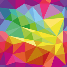 Vector Abstract Polygonal Rainbow Pattern. Seamless Pattern Can Be Used For Wallpaper, Pattern Fills, Web Page Background, Surface Textures.