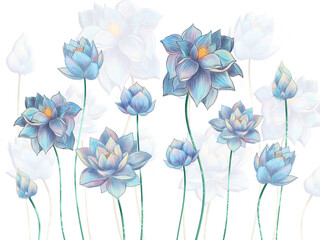 Naklejka natura kwiat fresk niebieski jasnoniebieski