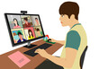 © allstar - Online meeting. Video conference. Web work briefing. home, live meeting, desktop PC, solo, lesson, vector illustration, graphic, work from home job. office, telework, flexible, New Normal, COVID-19,