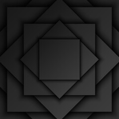Wall Mural - abstract black square overlap layer background, square shape rotation pattern, dark minimal design w