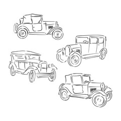 Wall Mural - retro car vector logo design template. transport or vehicle icon. retro car vector sketch illustration