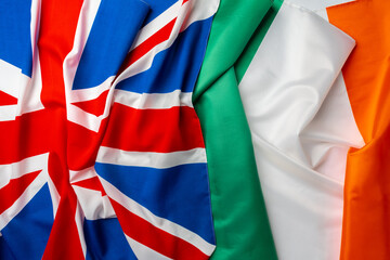 Flags of UK and Ireland folded together