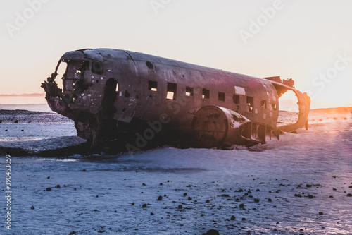 Fotografía The wreckage of a plane in Iceland. Douglas Super DC-3 Dakota
