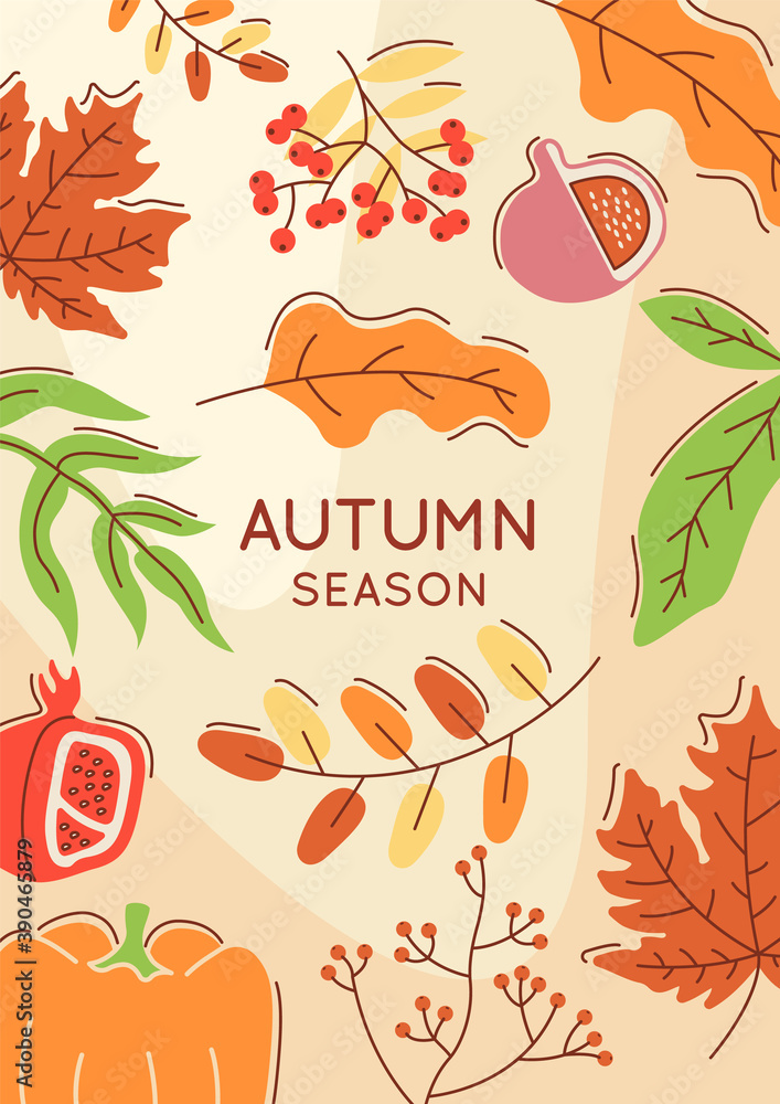 Autumn season abstract poster template. Fall foliage. Commercial flyer ...