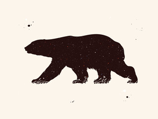 Sticker - Bear silhouette. Abstract animal shape. Night starry sky