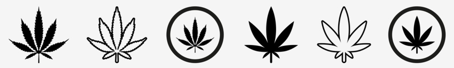 Wall Mural - cannabis leaf icon set | cannabis leaves vector illustration logo | cannabis leaf icons isolated col