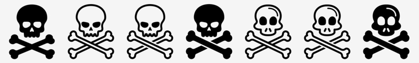 Wall Mural - crossbones skull icon set | pirate crossbones vector illustration logo | crossbones icons isolated c