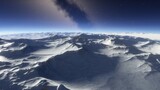 Fototapeta Kosmos - Fantastic digital surface of a distant planet, arial digital landscape, science fiction landscape 3d render