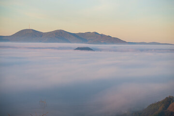 Wall Mural - Morning fog landscape