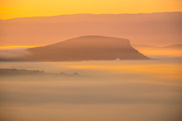 Wall Mural - Morning fog landscape