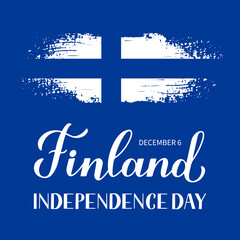 Wall Mural - Finland Independence Day calligraphy hand lettering. Finnish holiday celebrate on December 6. Easy to edit vector template for banner, typography poster, flyer, sticker, greeting card, postcard, etc