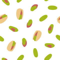 Wall Mural - Pistachio nuts in the shell. Vector pattern
