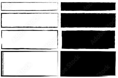Fotografía Vintage abstract banner with black rectangles on white background