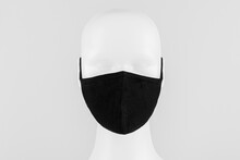 Black Protective Fabric Face Mask On A Mannequin