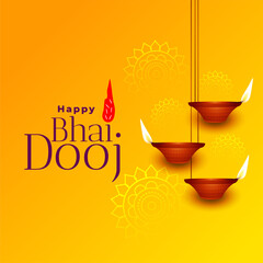 Wall Mural - Happy bhai dooj beautiful yellow background card design