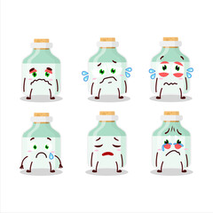 Canvas Print - White baby milk bottle cartoon character with sad expression