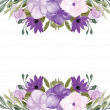 Spring Floral Border With Pretty Purple Flower