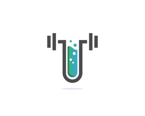 Lab gym logo template. Creative fitness logo design