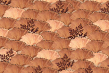 Dried Leaf Patterned Background In Beige