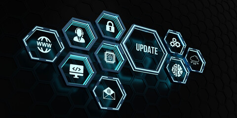 Internet, business, Technology and network concept. Update software computer program upgrade.