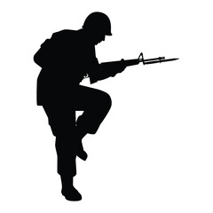 Sticker - Soldier with rifle gun silhouette vector	
