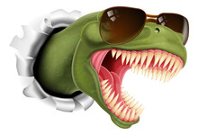 A Cool Dinosaur Wearing Shades Or Sunglasses Ripping Through The Background