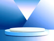 © 黛仲 栞帆 - Mockup podium for product presentation, blue abstract geometry 3d render, 3d illustration