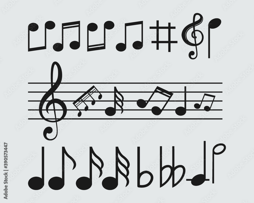 Signlab Mucic Note Music Notes Sign Symbol Cion Vector Illustration Stock Vector | Adobe Stock