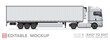 Editable semi truck mockup. Realistick tractor & refrigerated trailer on white background. Vector illustration. Collection