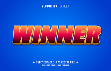 Editable text effect - winner red and gold color modern gradient style