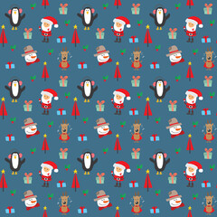 Wall Mural - New Year and Christmas seamless pattern, hand drawn doodles Seamless Pattern. Background Vector Illustration